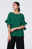 Green | Polka Dot Frilled 1/2 Sleeve Blouse
