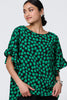 Green | Polka Dot Frilled 1/2 Sleeve Blouse
