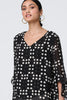 Black | Dot Print Semi Sheer Flare Sleeve Blouse
