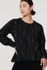 Black | Metallic Stripe Long Sleeve Blouse
