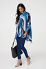 Blue | Printed Roll Neck Oversized Tunic Top
