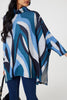 Blue | Printed Roll Neck Oversized Tunic Top
