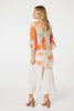 Orange | Floral Flute Sleeve High Low Blouse