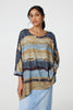 Grey | Printed 3/4 Batwing Sleeve Relaxed Tunic Top
