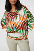 Green | Zebra Print Loose Fit Batwing Top