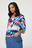 Blue | Zebra Print Loose Fit Batwing Top