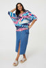 Blue | Zebra Print Loose Fit Batwing Top