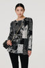 Grey | Patchwork Print Long Sleeve Tunic Top
