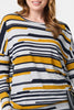 Mustard | Striped Long Sleeve Drop Shoulder Top
