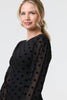 Black | Polka Dot Sheer Mesh Puff Sleeve Blouse
