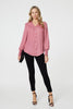 Pink | Collarless Button Up Long Sleeve Shirt