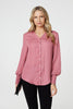 Pink | Collarless Button Up Long Sleeve Shirt