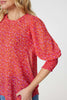 Red | Printed 3/4 Puff Sleeve Blouse