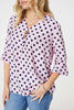 Pink | Polka Dot 3/4 Sleeve Blouse