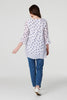 Blue | Printed Curve Hem 3/4 Sleeve Blouse