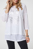 White | Metallic Star Print Layered Tunic Top