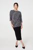 Silver | Striped Metallic 3/4 Batwing Sleeve Top
