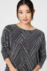 Silver | Striped Metallic 3/4 Batwing Sleeve Top
