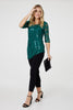 Green | Sequin Polka Dot Asymmetric Top