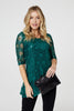 Green | Sequin Polka Dot Asymmetric Top