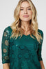 Green | Sequin Polka Dot Asymmetric Top