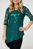 Green | Sequin Polka Dot Asymmetric Top