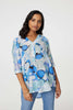 Blue | Printed 1/2 Sleeve Curve Hem Blouse