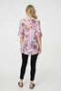 Pink | Floral 3/4 Sleeve Curve Hem Blouse