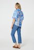 Blue | Patchwork Print 1/2 Puff Sleeve Shirt