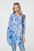 Blue | Mosaic Print Longline Blouse Dress