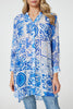 Blue | Mosaic Print Longline Blouse Dress