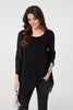 Black | Contrast Stitch Semi Sheer Hanky Hem Top