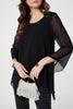 Black | Contrast Stitch Semi Sheer Hanky Hem Top