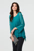 Green | Contrast Stitch Semi Sheer Hanky Hem Top
