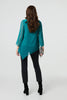 Green | Contrast Stitch Semi Sheer Hanky Hem Top
