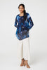 Navy | Printed Semi Sheer Asymmetric Tunic Top
