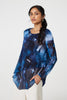 Navy | Printed Semi Sheer Asymmetric Tunic Top
