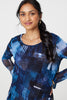 Navy | Printed Semi Sheer Asymmetric Tunic Top
