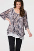 Beige | Animal Print Double Layer Relaxed Tunic Top
