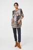 Beige | Patchwork Print Long Sleeve Scoop Neck Tunic
