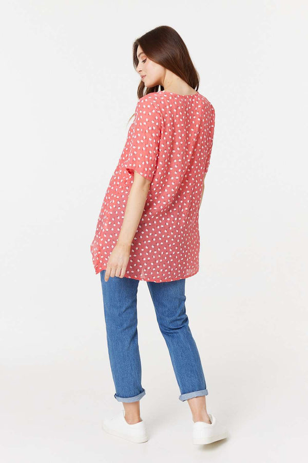 Coral | Printed Asymmetric High Low Top