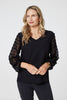 Black | Polka Dot Semi Sheer V-Neck Blouse