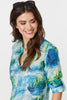 Blue | Tropical Print V-Neck 3/4 Sleeve Blouse