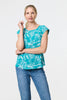 Green | Floral Turn-Up Cap Sleeve Shell Top
