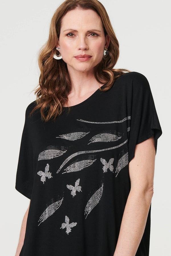 Black | Sparkly Embellished Relaxed T-Shirt
