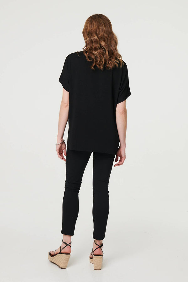 Black | Sparkly Embellished Relaxed T-Shirt
