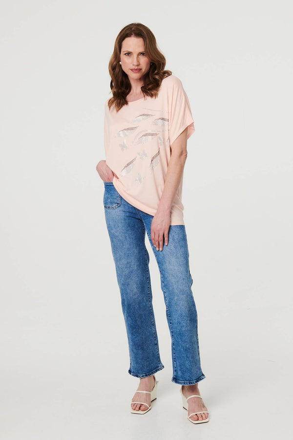 Pink | Sparkly Embellished Relaxed T-Shirt
