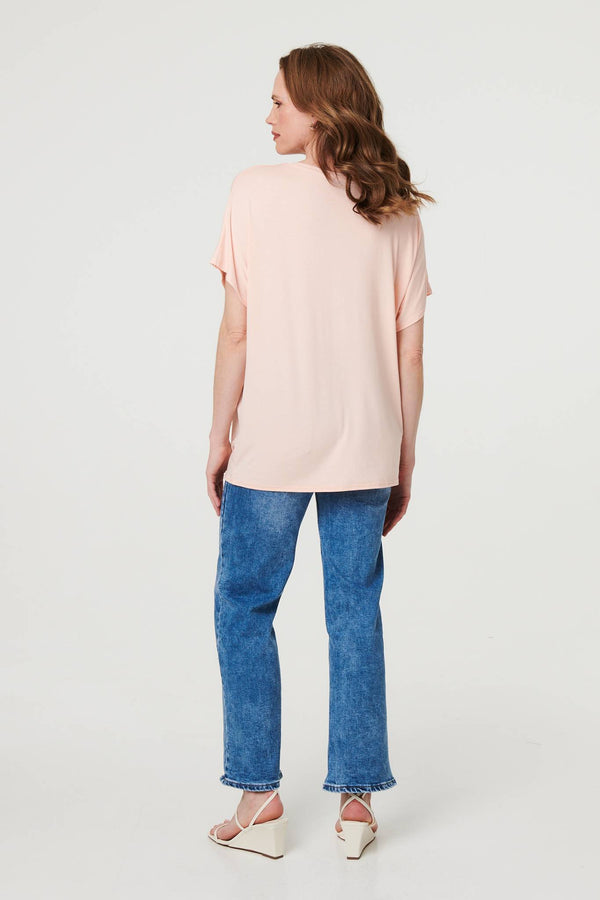 Pink | Sparkly Embellished Relaxed T-Shirt
