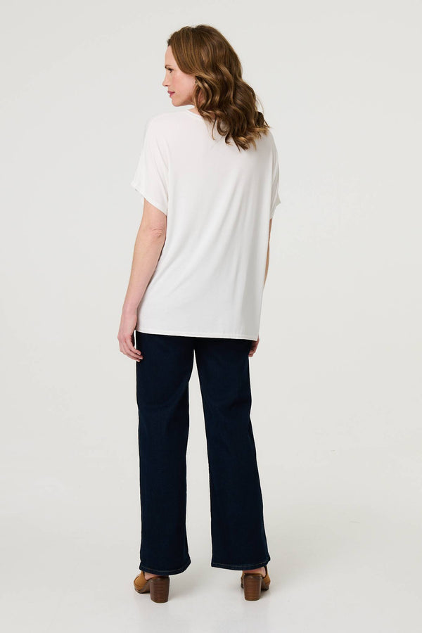 White | Sparkly Embellished Relaxed T-Shirt
