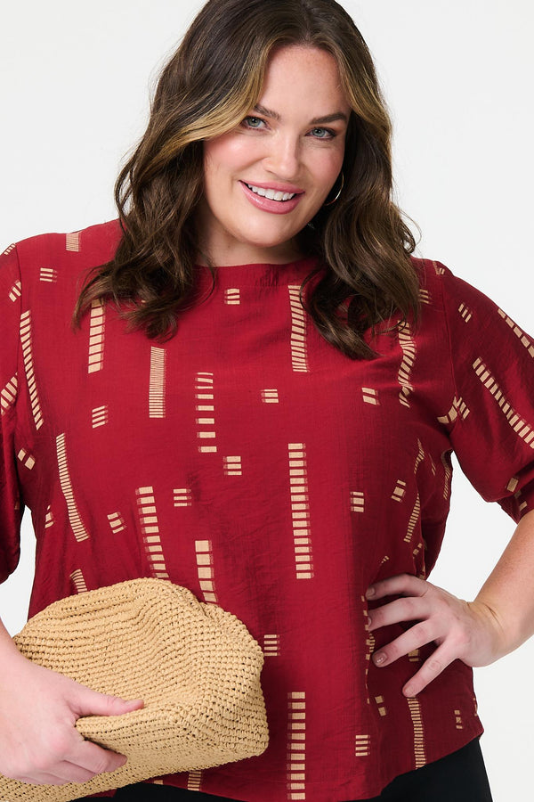 Red | Printed 1/2 Sleeve Blouse